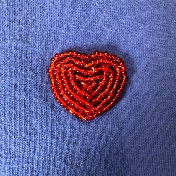 Quacker Factory Vinatage Beaded American Flag Heart V-neck T-Shirt Woman’s XL - Picture 4 of 10